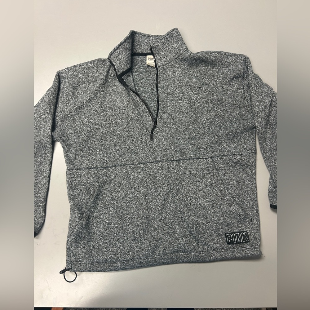 Women's Size Med  Pink by Victoria's  Gray Cotton Half Zip Sweater